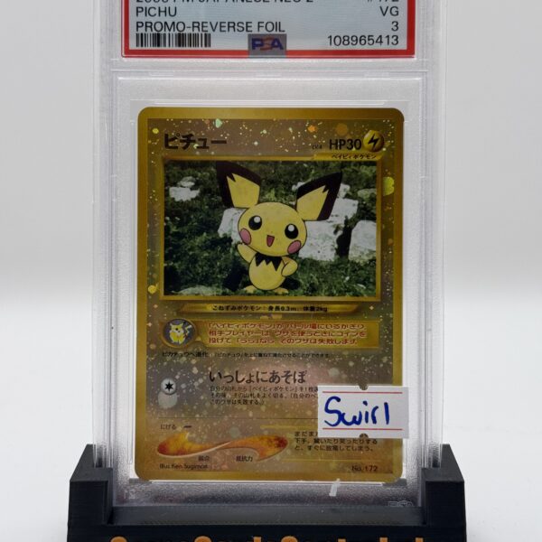 2000 P.M JAPANESE NEO 2 PICHU PROMO - REVERSE FOIL - PSA 3