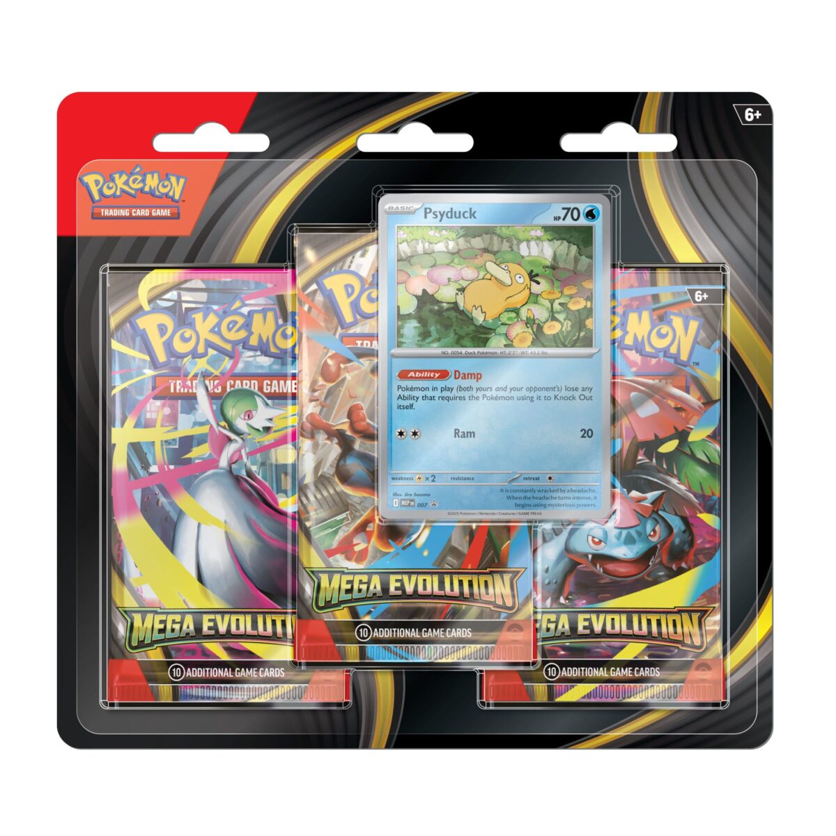 Mega-Evolution-3-Pack-Blister-Psyduck Mega Evolution 3-Pack Blister – Psyduck (Engels) - Afbeelding 1