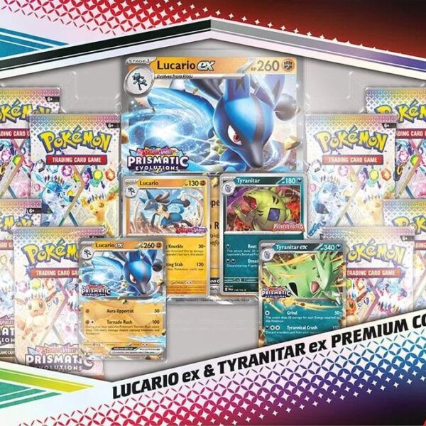 Prismatic Evolutions Lucario Ex & Tyranitar Ex Premium Collection